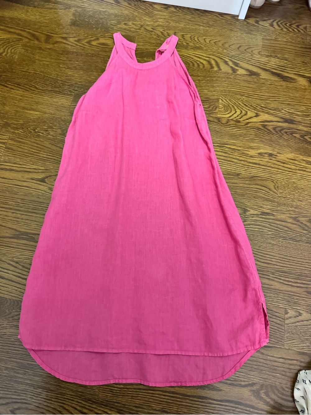 Women’s Linen Pink Halter Neck Summer Dress